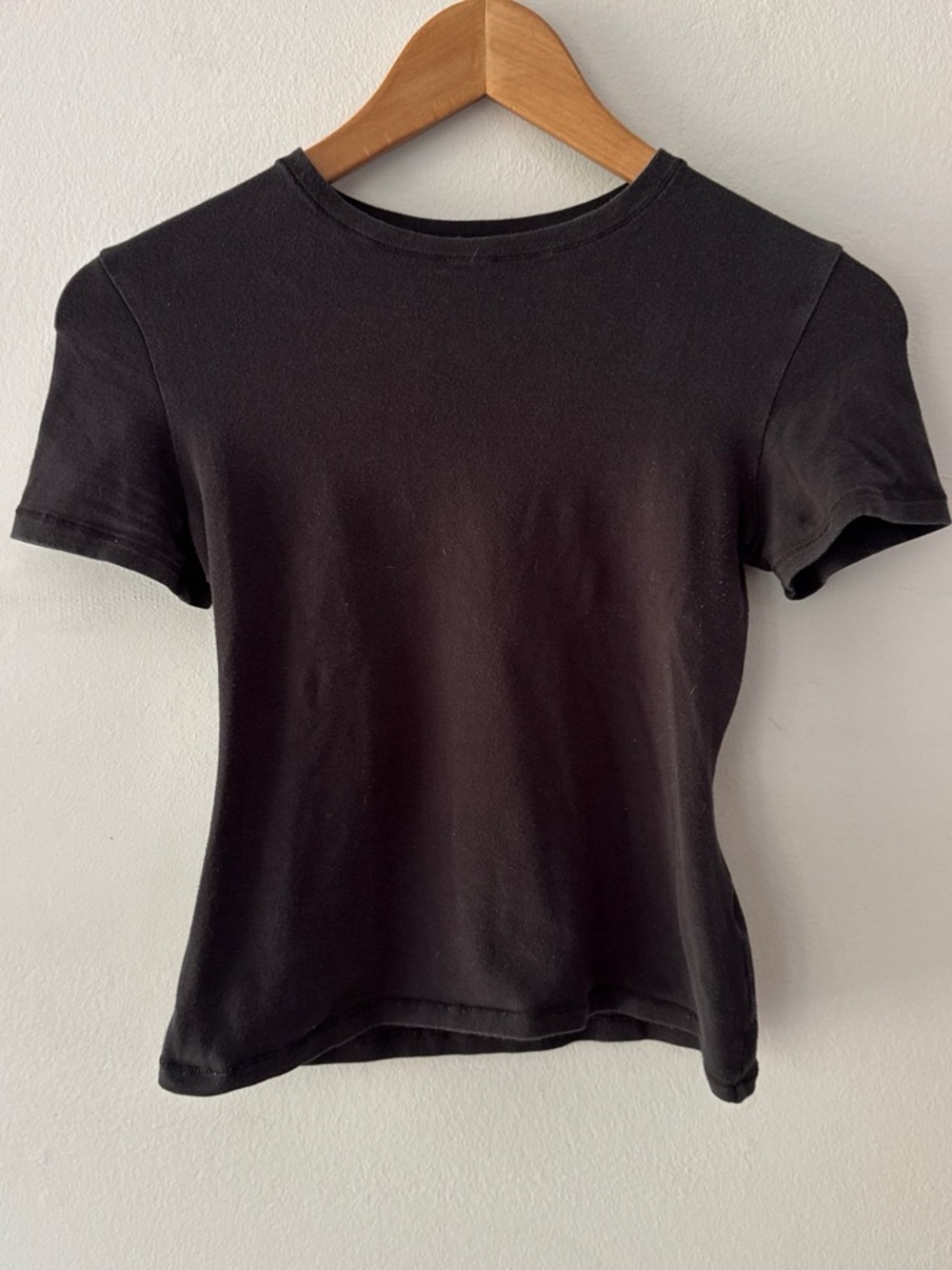 Skims Black Cotton Jersey Fitted Baby Tee
